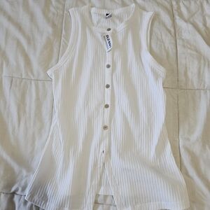 Old Navy White Sleeveless Button-Up Top